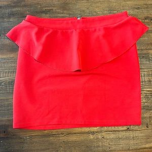 Red bodycon peplum mini skirt